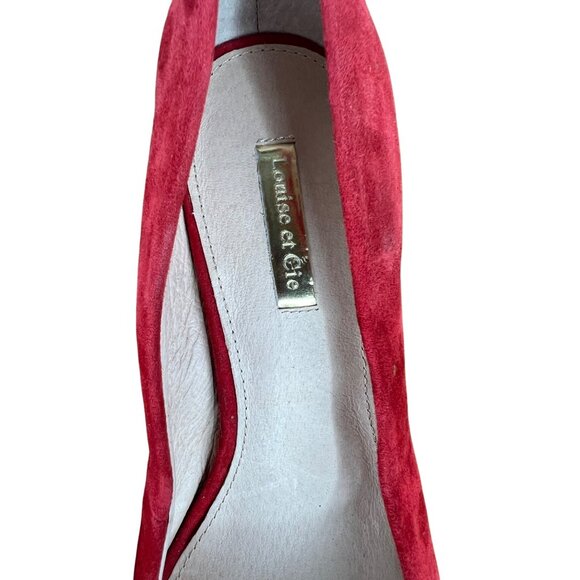 Louise Et Cie Red Suede Pointed Toe Kitten Heels Size 8.5M - Picture 12 of 16